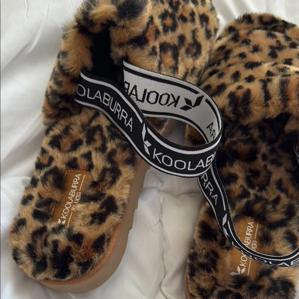 Koolaburra by UGG Leopard Print Fuzzy Slippers 8 - Picture 1 of 8